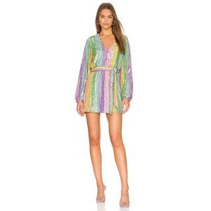 Show Me Your Mumu Wear Me Out Dress in Rainbow Stripe Womens Sequin Mini